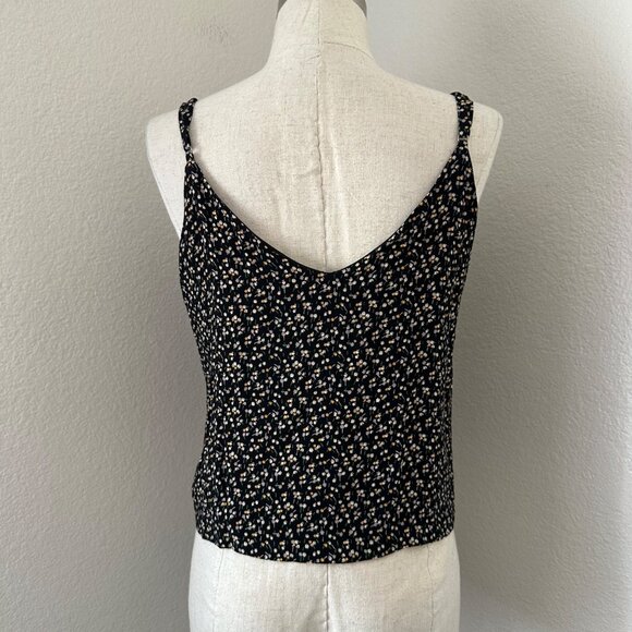Madewell V Neck Camisole Button Up Spaghetti Straps Black & Floral Print 4 - Picture 3 of 11